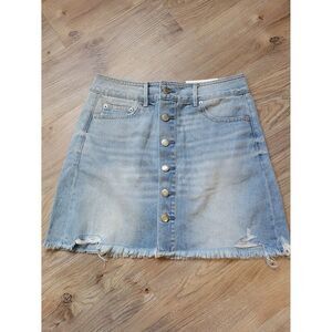Nwt- american eagle AR Denim Hi Rise Festival Mini jean skirt size 4 Raw Hem